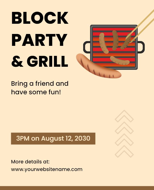 Block Party and Grill Event Flyer Template