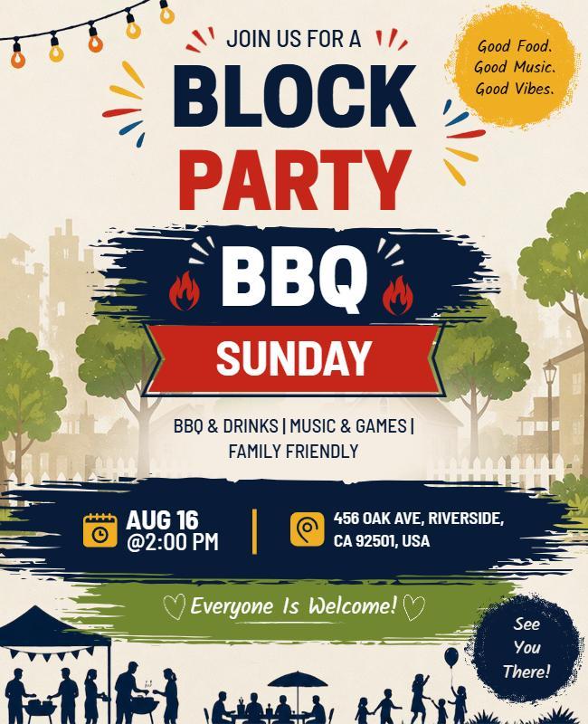 Block Party BBQ Sunday Event Flyer Template