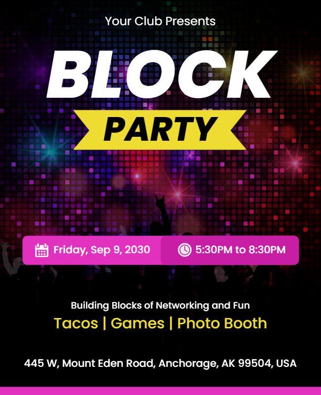 Block Party Event with Tacos Featured Flyer Template