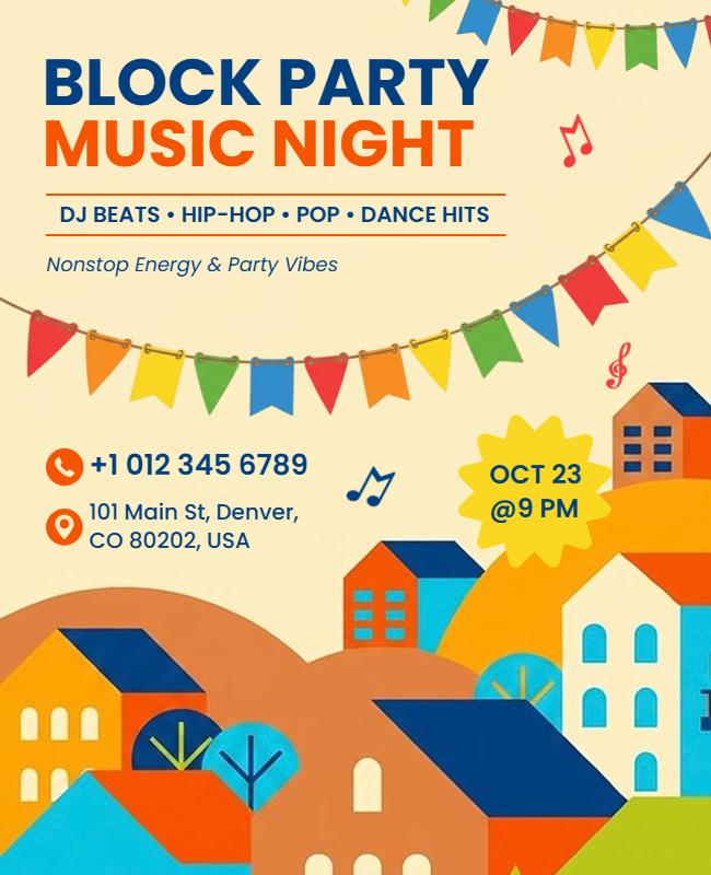 Block Party Music Night Event Poster Template