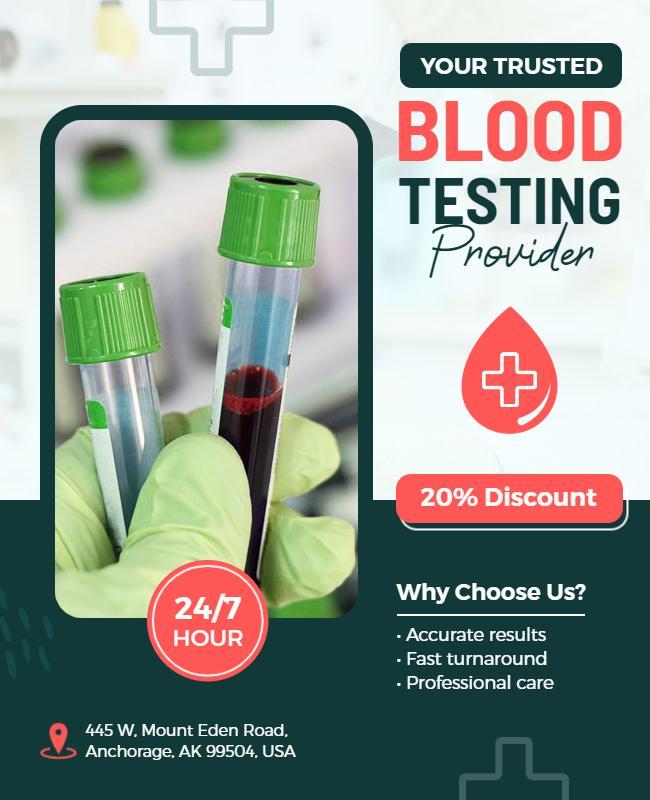 Blood Testing Services Promotional Flyer Template