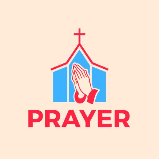 Blue and Red Symbol of Faith Incorporating Prayer Elements Logo Template