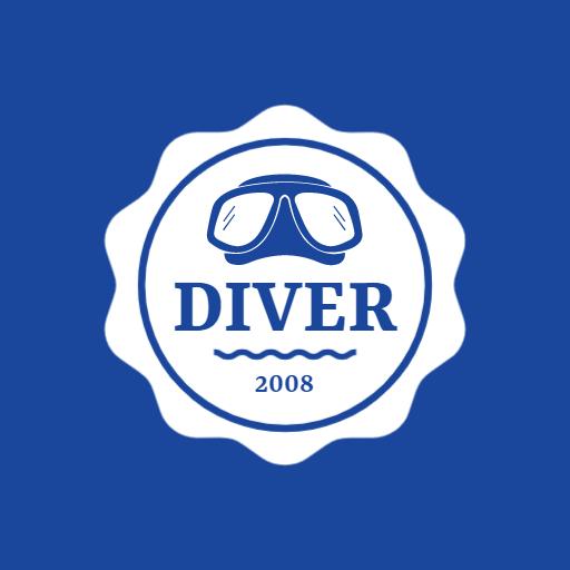 Blue and White Dive Gear Featuring Diver Theme Logo Template
