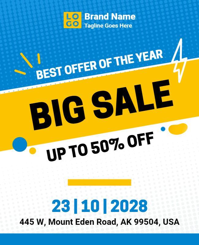 Blue and Yellow Big Sale Flyer Designs Template