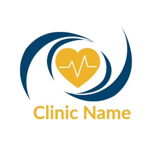 Blue and Yellow Heartbeat Design Representing Healthcare Logo Template