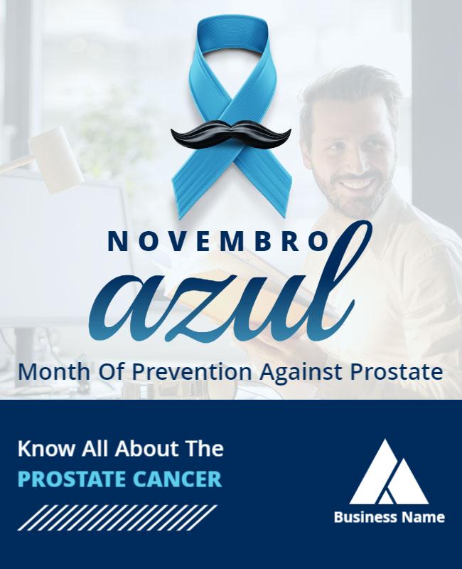 Blue Awareness Campaign for Prostate Cancer Prevention Poster Template