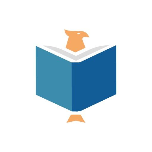 Blue Book and Orange Eagle Symbolizing Education Growth Logo Template
