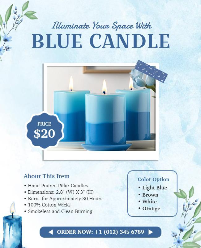 Blue Candle Promotional Sale Flyer Template