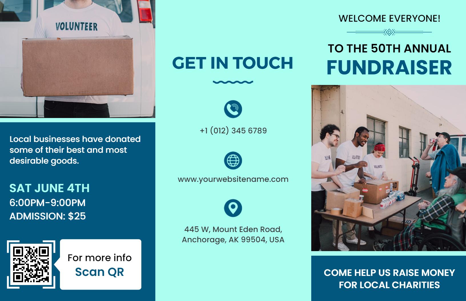 Blue Community Fundraising Event Invitation Brochure Template