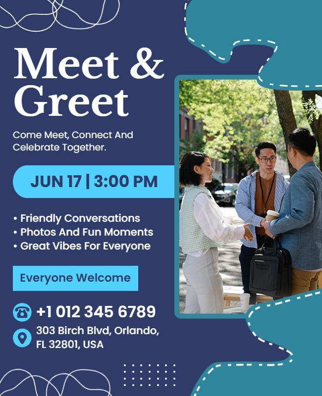 Blue Community Meet and Greet Gathering Poster Template