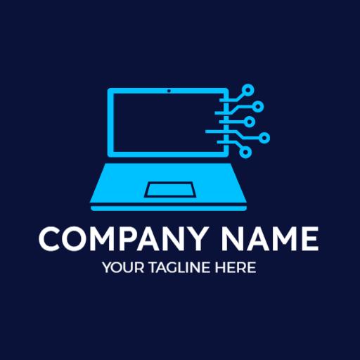 Blue Digital Laptop Design Innovating the Computer Industry Logo Template