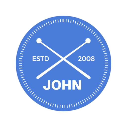 Blue Drummer Logo with Crossed Drumsticks and Establishment Date Logo Template