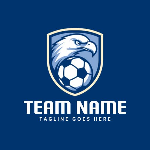 Blue Eagle Emblem Integrating Soccer Elements Logo Template