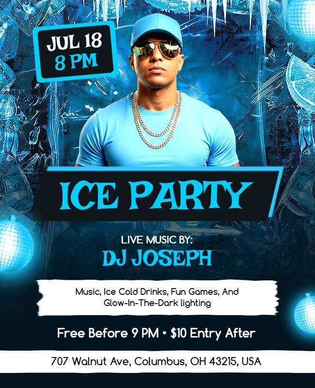 Blue Ice Party Event Flyer Template