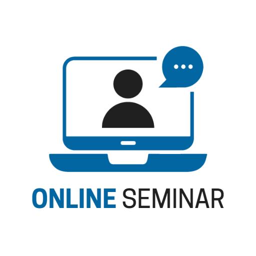 Blue Laptop Connecting Attendees in Online Seminar Logo Template