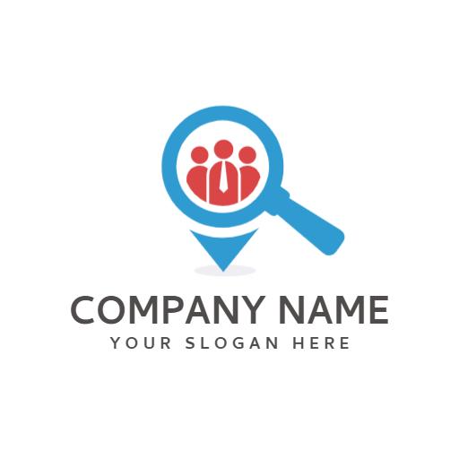 Blue Magnifying Glass Highlighting Job Search and Opportunities Logo Template