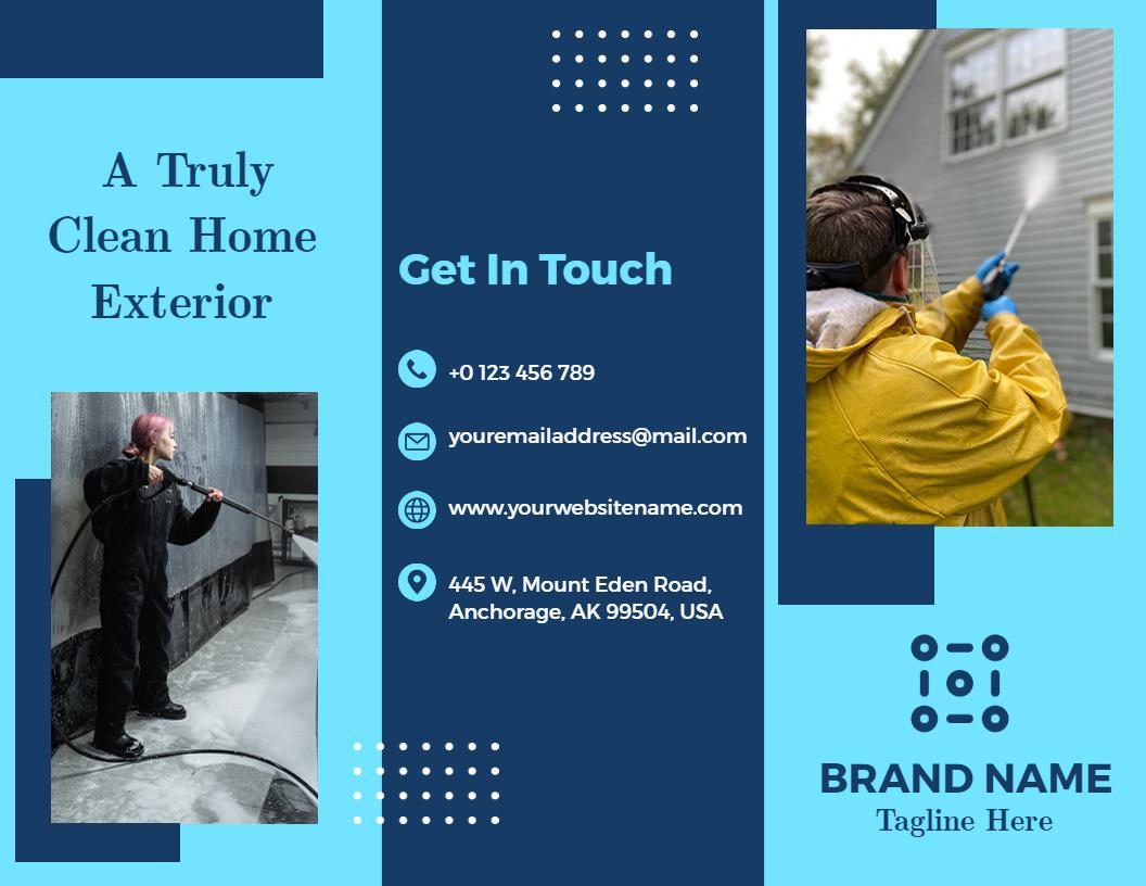 Blue Modern Exterior Cleaning Services Brochure Template