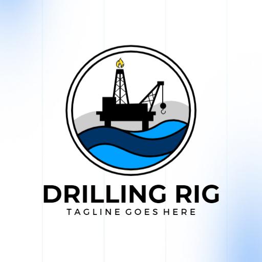 Blue Ocean Waves Underneath a Drilling Rig Logo Template