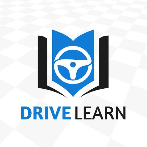 Blue Open Book with Steering Wheel Education Driving Logo Template