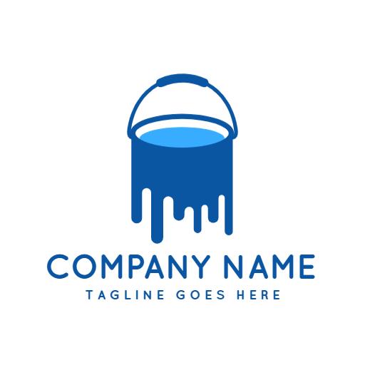 Blue Paint Dripping from a Bucket in Artistic Painting Logo Template