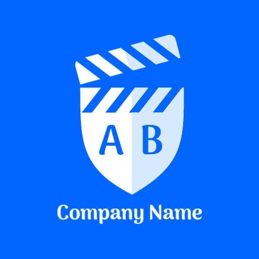 Blue Shield Design Featuring Clapperboard and Initials Logo Template