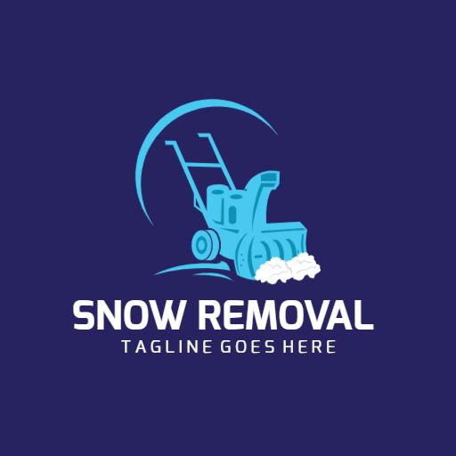 Blue Snow Plow in Action for Efficient Snow Removal Logo Template
