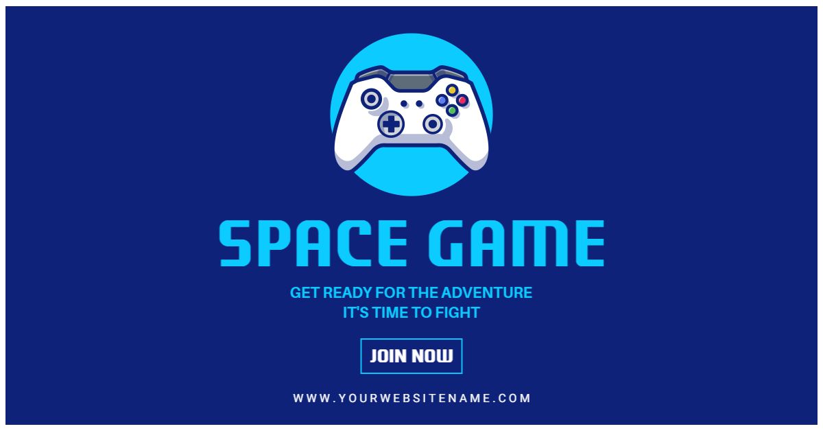 Blue Space Adventure Gaming Experience for Exciting Game Banner Template