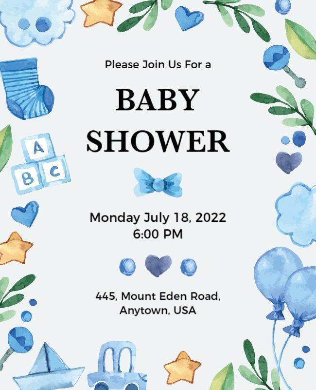 Blue Themed Baby Shower Celebration Flyer Template