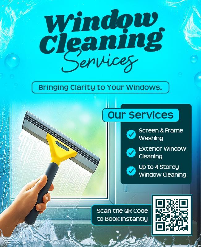 Blue Themed Window Cleaning Service Promotion Flyer Template