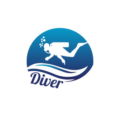 Blue Underwater Scene Featuring Professional Diver Logo Template