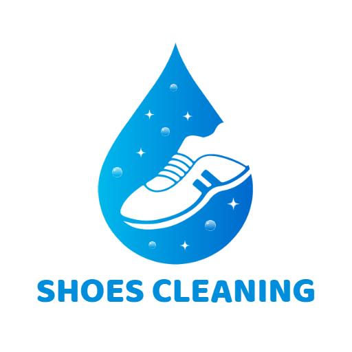 Blue Water Drop with Shoe Illustrating Shoemaker Services Logo Template