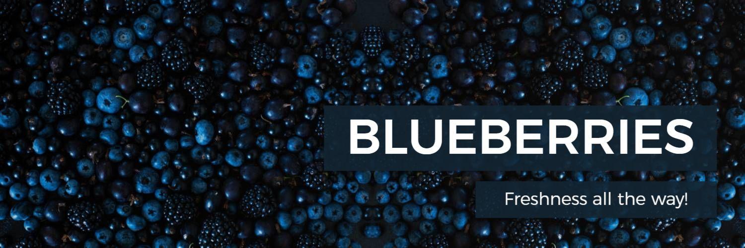 Blueberry-themed Freshness Display on Dark Background Twitter Banner Template