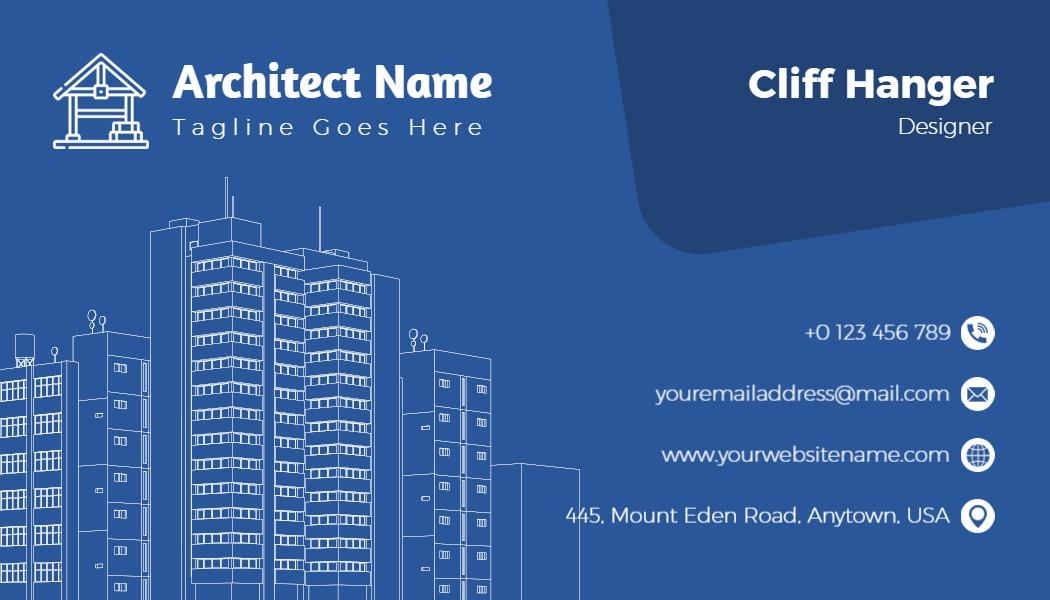 Blueprint Style Architecture Firm Business Card Template