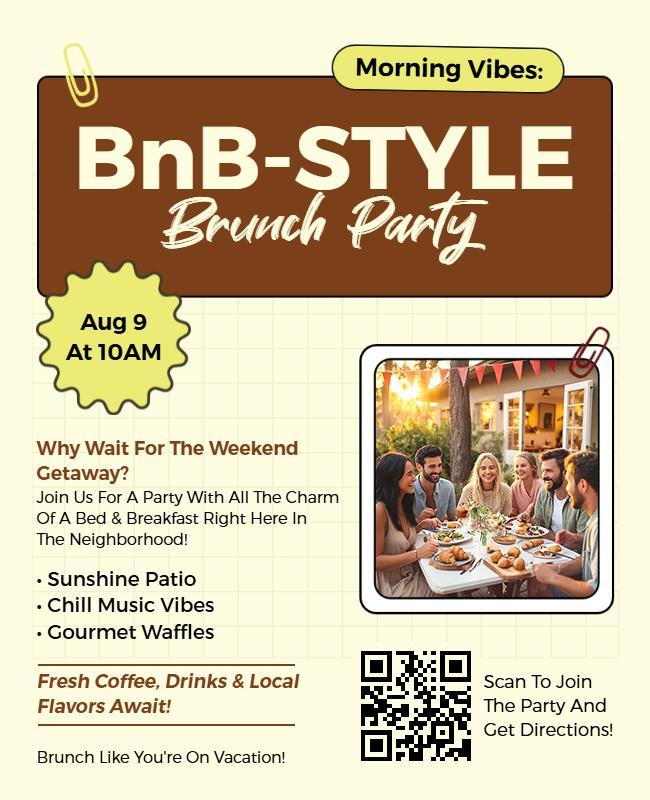Bnb-Style Brunch Party Flyer Template