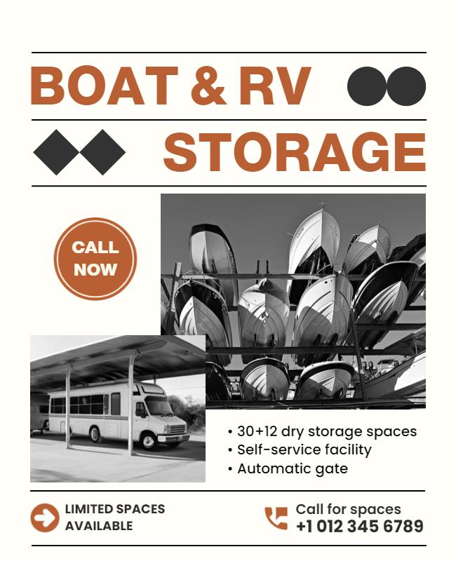 Boat and Rv Storage Facility Promotion Flyer Template