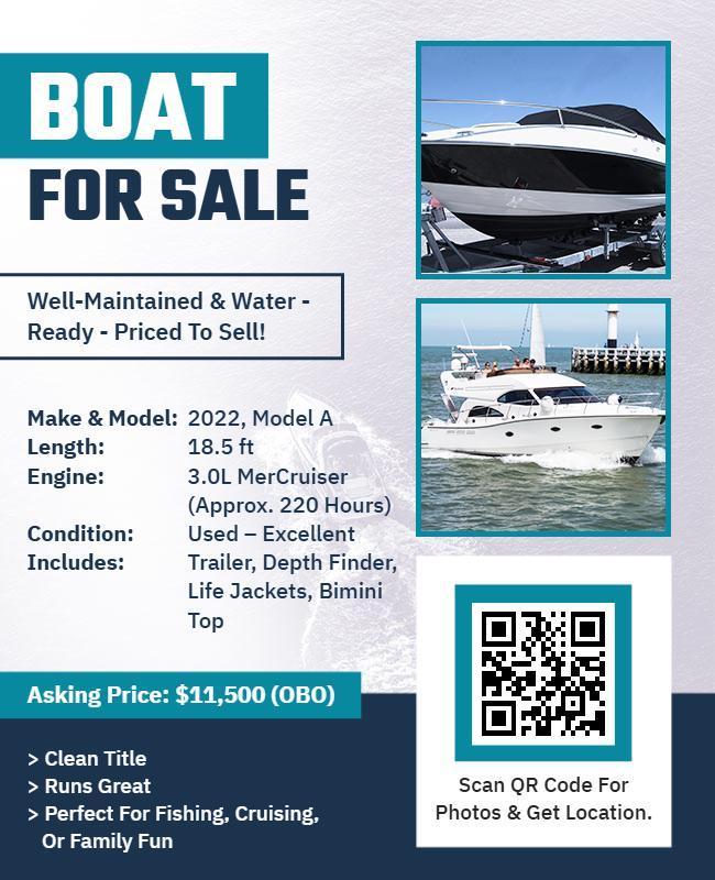 Boat for Sale Promotional Flyer Template
