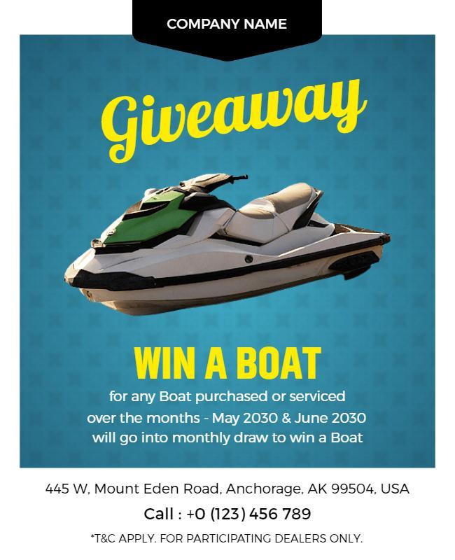 Boat Giveaway Competition Promotional Flyer Template