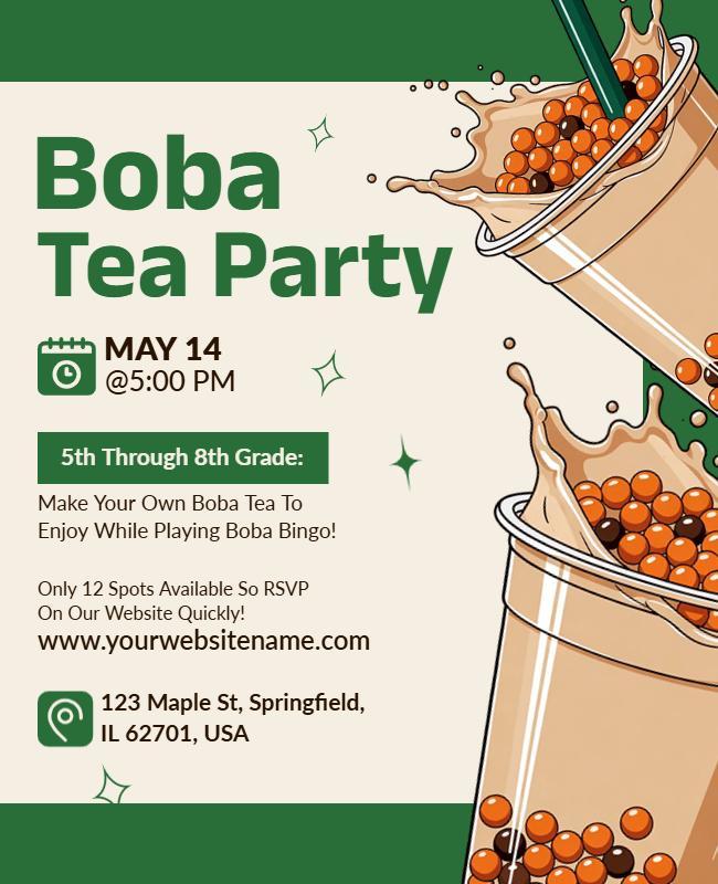 Boba Tea Party Event Flyer Template