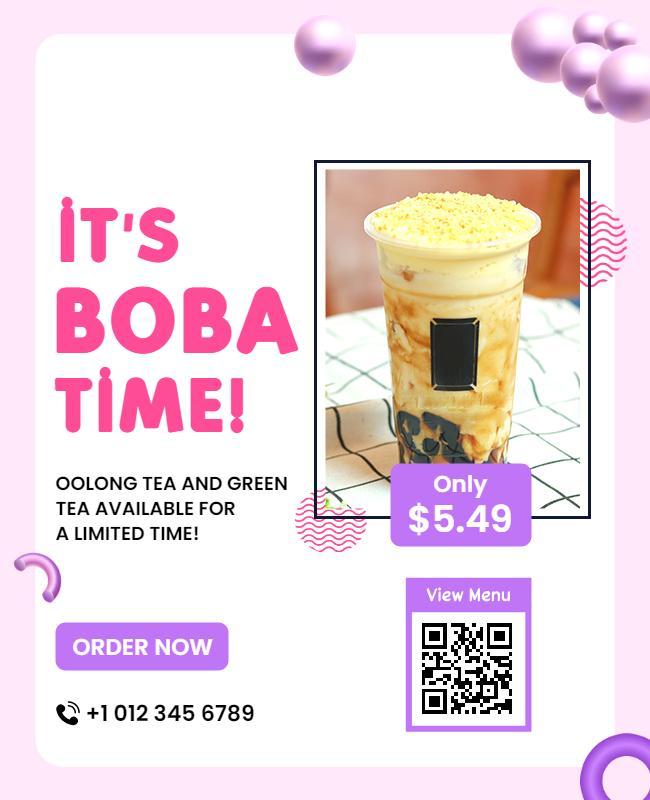 Boba Tea Special Offer Announcement Flyer Template