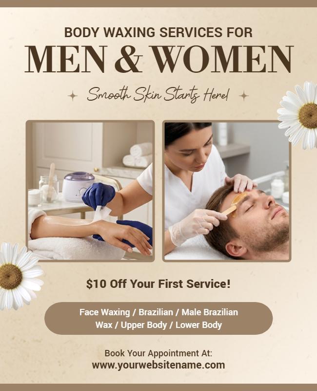 Body Waxing Services for Men and Women Poster Template
