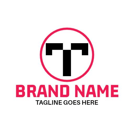 Bold and Modern T Letter Design Centered in Circle Logo Template