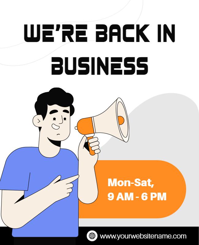 Bold Announcement for Business Reopening Hours Poster Template