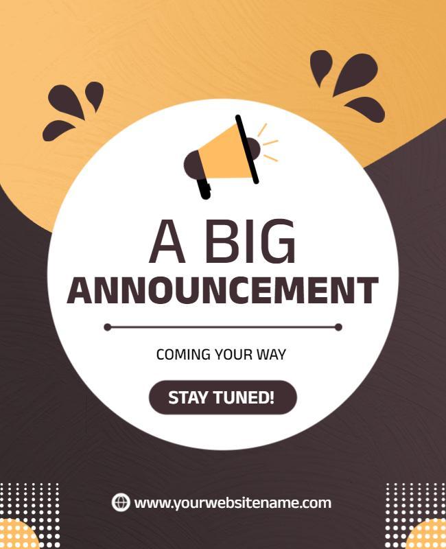 Bold Announcement Theme with Brown and Yellow Color Poster Template