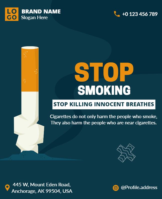 Bold Anti-Smoking Campaign Awareness Poster Template