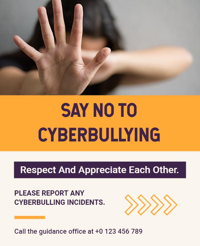 Bold Awareness Campaign Against Cyberbullying Poster Template