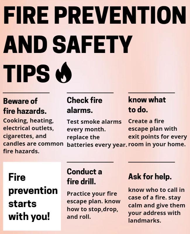Bold Awareness Fire Prevention Safety Tips Poster Template