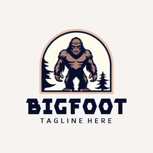 Bold Bigfoot Illustration with Forest Elements Logo Template