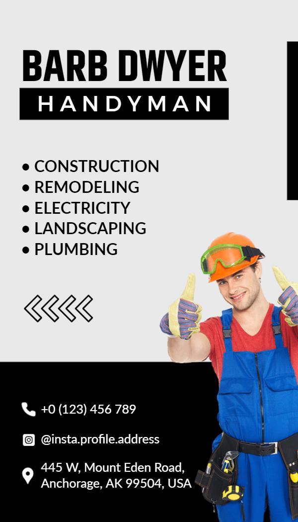 Bold Black and Blue Handyman Services Business Card Template