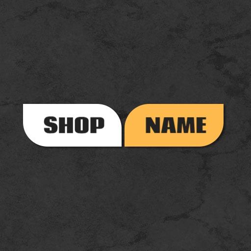 Bold Black and Bright Orange Shop Name Mockup Logo Template