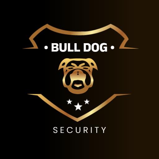 Bold Black and Gold Bulldog Security Shield Logo Template